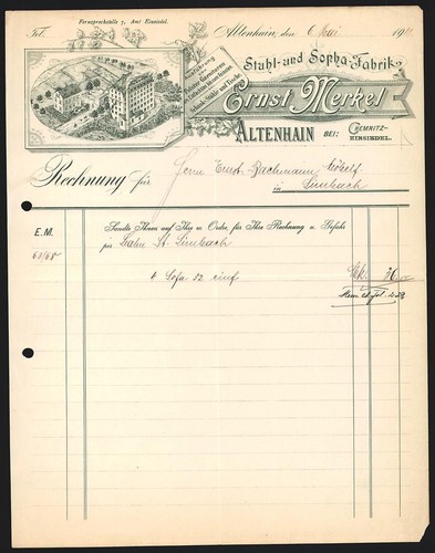 Rechnung altenhain 1911 ernst - altenhain,