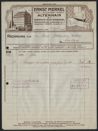 Rechnung altenhain 1928 - 1928,, ernst